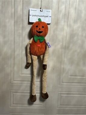Brand New Patchwork 24"  pumpkin Long Legs Squeakers , Cuddle, Sleeping Buddy